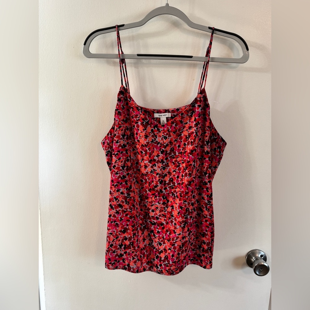 Nine West Boho Fushia Periwinkle and Chocolate Fitted Sleeveless Camisole XL